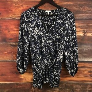 Joie 100% silk peplum blouse top floral ruffle hem